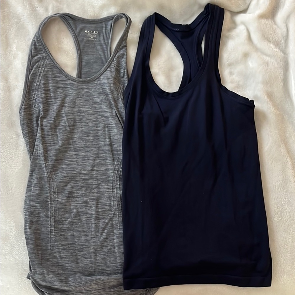 Women's Gray and Navy Racerback Athletic Tops